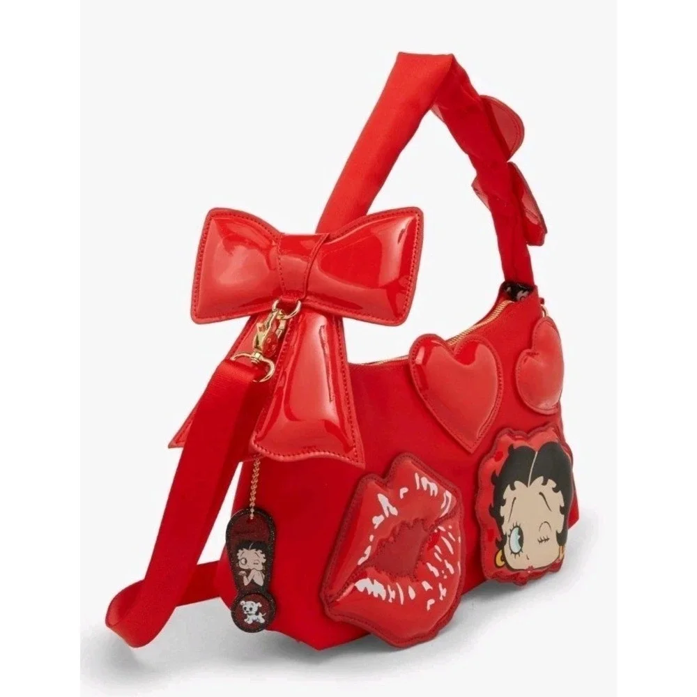NEW Whatever! Makes You Happy x Betty Boop Padded Nylon Crossbody‎ Bag & WALLET!